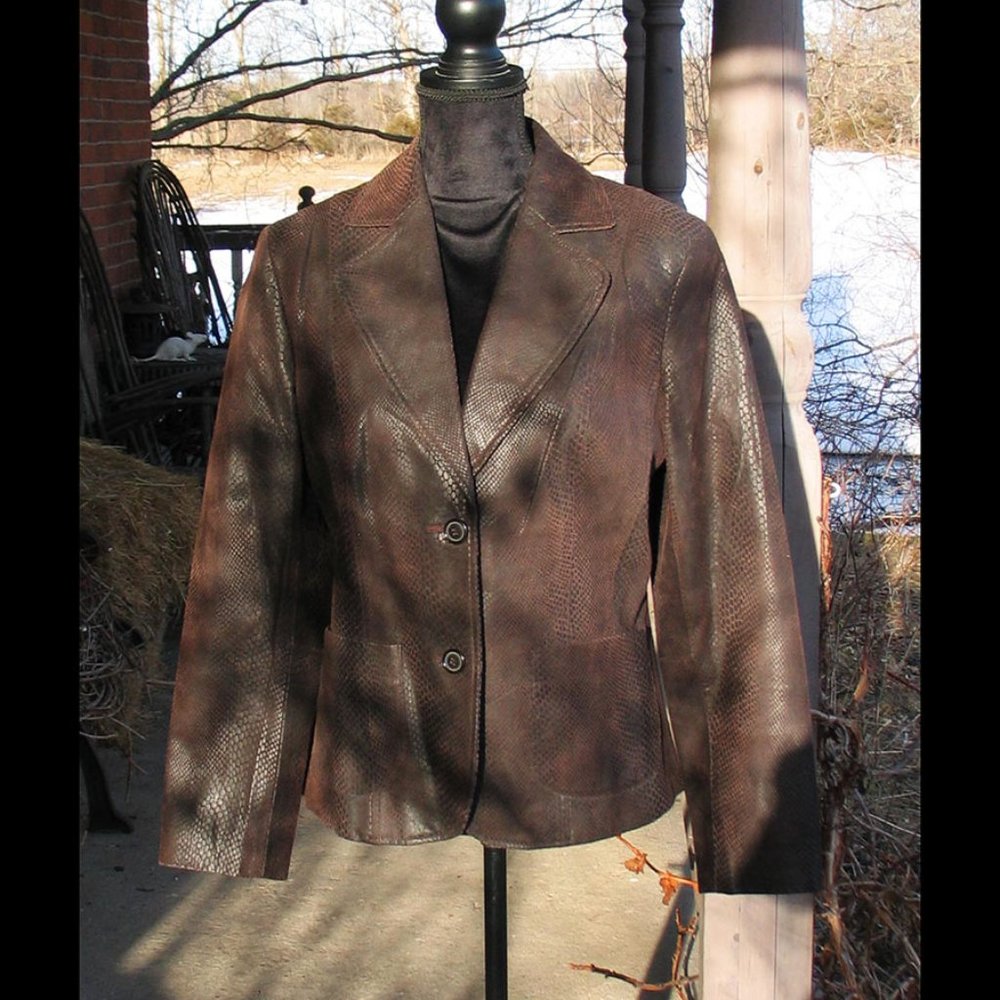 Women's Patterned Leather Jacket L0038